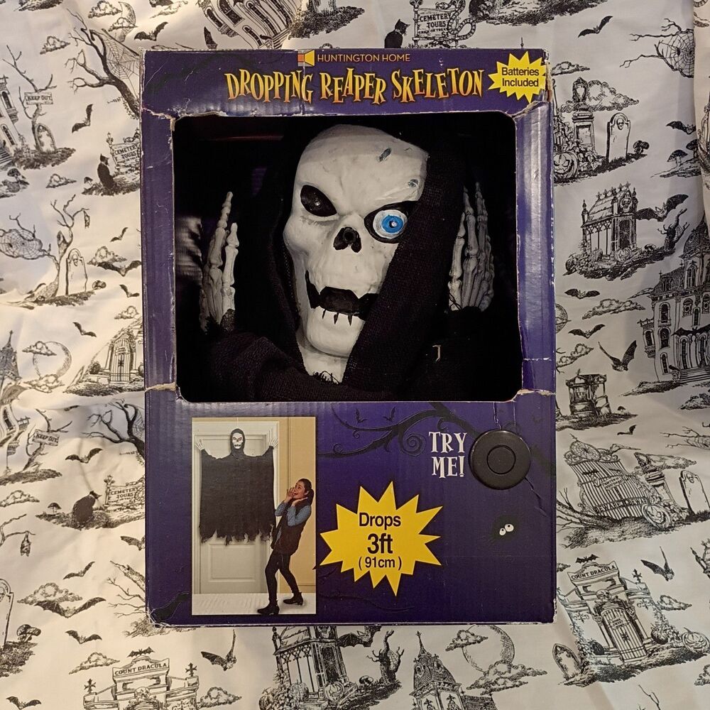 Huntington Home Dropping Reaper Skeleton Animated Halloween Spooky *Not Working